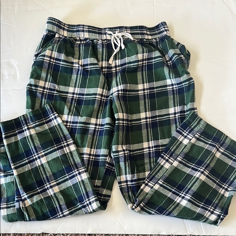 Plaid Lounge Pants in Green and Navy